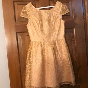 Francesca’s Gold dress! worn once. perfect for hc